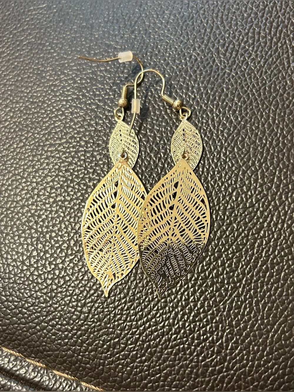 NWOT. Nicole Miller Gold Leaf Earrings. - Picture 5 of 5